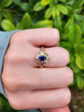 Load image into Gallery viewer, 0268:   Vintage; 18ct Gold French Blue Sapphires Diamonds Art Deco Style Cocktail Ring-
