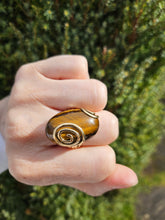 Load image into Gallery viewer, 6008: Vintage: 9ct Gold Large Oval Tiger&#39;s Eye Cocktail Ring- outrageous
