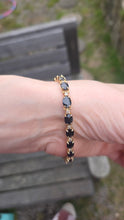 Cargar imagen en el visor de la galería, 2519- Vintage 14ct Gold 19 Blue Sapphires 19 Diamonds Bracelet (19cm)

