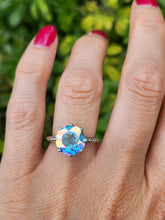 Load image into Gallery viewer, 6133: Vintage; 9ct Gold Large Mercury Topaz 10 Diamonds Cocktail Ring
