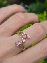 Load image into Gallery viewer, 2349: Vintage; 9ct Gold Abstract Pink Sapphires Statement Ring- LUSH
