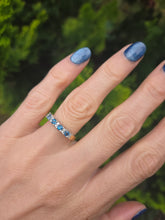 Load image into Gallery viewer, 2207: Vintage: Rare 18ct Gold Blue Zircons Diamonds Half-Eternity/Stacker Ring
