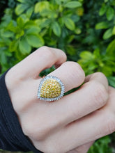 Load image into Gallery viewer, 0758: Vintage: 9ct Gold Yellow &amp; White Diamonds Cocktail Ring- 105 natural, sparkling diamonds.
