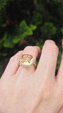 Load image into Gallery viewer, 2420 Vintage: 9ct Gold Faceted Fiery Orange Citrine 24 Natura Diamonds Dress Ring
