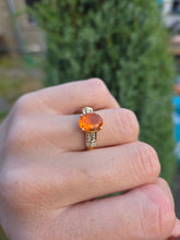 Load image into Gallery viewer, 2329: Vintage: 18ct Gold Fire Opal Diamonds Dress Ring-vibrant, vivid, sparkling
