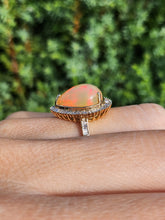 Load image into Gallery viewer, 1971: Vintage: 9ct Gold Ethiopian Opal 50 Natural Diamonds Cocktail Ring- fabulous colour play
