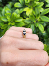 Load image into Gallery viewer, 0074: Vintage; 18ct Gold French Blue Sapphires Diamonds Dress Ring- Date mark 1974
