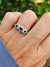 Load image into Gallery viewer, 6144 Vintage: 18ct Gold French Blue Sapphires 18 Diamonds Dress Ring
