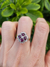 Load image into Gallery viewer, 0419: Vintage: 18ct Gold Rubies Diamonds Geometric Set Cocktail Ring- Date Mark 1977
