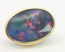 Load image into Gallery viewer, 2082:Vintage: Large Blue 14ct Gold Australian Blue Opal Stud Earrings- fabulous statement earrings
