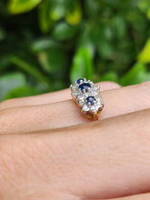 Load image into Gallery viewer, 6144 Vintage: 18ct Gold French Blue Sapphires 18 Diamonds Dress Ring
