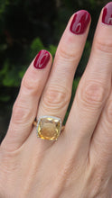 Load image into Gallery viewer, 2420 Vintage: 9ct Gold Faceted Fiery Orange Citrine 24 Natura Diamonds Dress Ring
