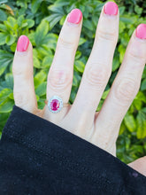 Load image into Gallery viewer, 0767: Vintage: 18ct Gold Pink Ruby 45 Diamonds Dress Ring- gorgeous
