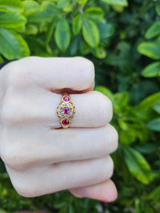 0668: Antique: 18ct Gold Rubies Diamonds Dress Ring- Date- Mark 1911