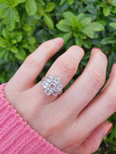 Load image into Gallery viewer, 4551: Vintage: 9ct White Gold Natural Zircons Diamonds Cocktail Ring- crisp, clean, sparkling
