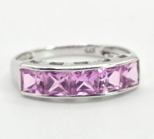 Cargar imagen en el visor de la galería, 2184: Vintage; 9ct White Gold Pink Sapphires Stacker/Dress Ring- petite, pink and cute
