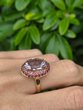Load image into Gallery viewer, 2185:    Vintage; 9ct Gold Lilac Amethysts Garnets Halo Cluster Ring
