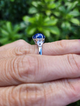 Load image into Gallery viewer, A9077: Vintage Rare 18ct White Gold Cabochon Cut Blue Star Sapphire Diamond Accents- crisp, clean, eye candy
