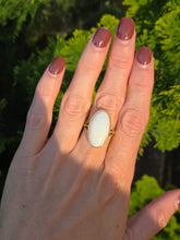 Load image into Gallery viewer, 2320: Antique; Edwardian 18ct Gold Large Oval Cabochon Opal (8ct) Single Stone Ring-
