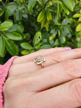 Load image into Gallery viewer, 1011: Vintage: 9ct Gold Champagne &amp; White Diamonds Cocktail Ring- sparkling beauty
