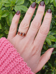 7128: Antique/Vintage: 18ct Gold Vibrant Orange Citrines Diamonds Ring- superb quality.