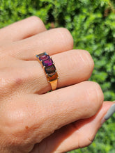 Load image into Gallery viewer, 1771: Vintage: 9ct Gold Mixed Gemstones Half-Eternity Ring- lovely colour combination

