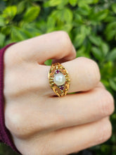 Load image into Gallery viewer, 0689: Vintage: Rare: 18ct Gold Cultured Pearl Rubies Cocktail Ring- superb
