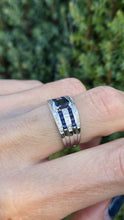 Load image into Gallery viewer, Vintage: Art Deco Style 9ct White Gold Blue Sapphires Natural Diamonds Ring
