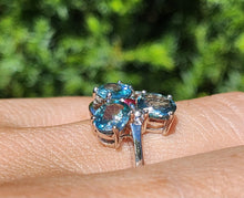 Load image into Gallery viewer, 1775: Vintage: 9ct White Gold Topaz Ruby Eclectic Dress Ring- totally captivating
