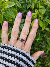 Load image into Gallery viewer, 0898: Vintage: Rare: 9ct Gold Cushion Cut Purple Tourmaline Diamonds Cocktail Ring- lovely
