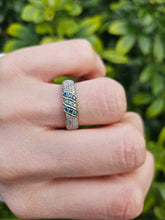Load image into Gallery viewer, 1241: Vintage ;Rare 9ct Gold Blue, Green &amp; White Diamonds Dress/Stacker Ring
