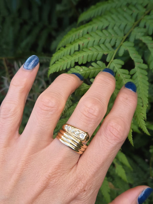 6441 Vintage: Statement 18ct Gold Natural Diamonds (0.63ct) Snake Ring