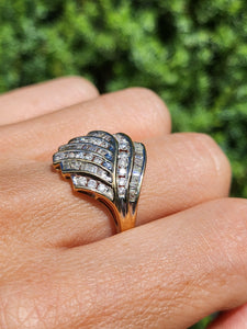 1994: Vintage: 9ct Gold 55 Natural Diamonds (1ct) Cluster Ring- Sparkling statement piece