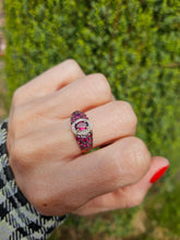 Load image into Gallery viewer, 1600: Vintage; 9ct Gold Vibrant Rubellites Diamonds Cocktail Ring- a striking beauty
