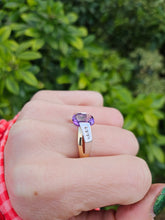 Load image into Gallery viewer, 0425: Vintage: 14ct Yellow &amp; White Gold Amethyst Diamonds Statement Ring
