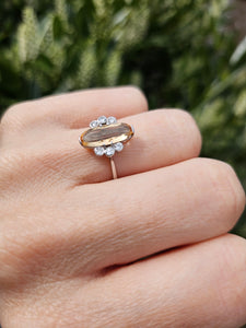 1237: Vintage: 18ct White Gold Marquise- Cut Citrine Diamonds Ring- From 1980