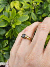 Load image into Gallery viewer, 0998: Vintage: 9ct Gold Black Diamond White Diamonds Signet Ring- salt &amp; pepper, eye candy
