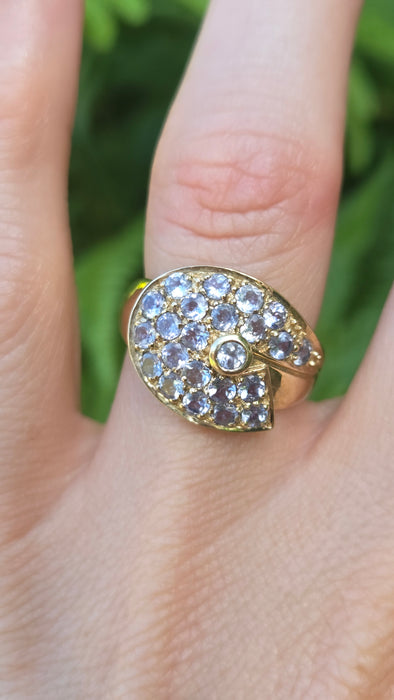 Vintage: 9ct White Gold Diamond Triple Heart Cocktail Ring
