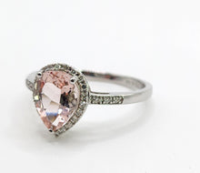 Load image into Gallery viewer, 1700: Vintage: 9ct White Gold Pink Morganite 26 Diamonds Dress Ring- petite, sparkling, pink

