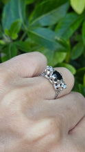 Load image into Gallery viewer, 6098 Vintage:18ct White Gold French Blue Sapphire Full Cut Diamonds Ring- From 1976
