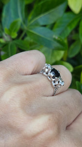 6098 Vintage:18ct White Gold French Blue Sapphire Full Cut Diamonds Ring- From 1976