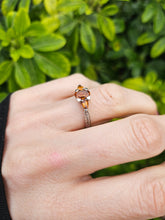 Load image into Gallery viewer, 0252: Vintage: 9ct Gold Fiery Orange Citrines Trilogy Ring- crisp, clean eye candy
