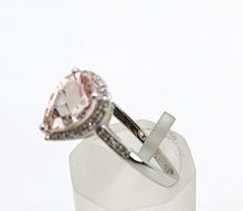Load image into Gallery viewer, 1700: Vintage: 9ct White Gold Pink Morganite 26 Diamonds Dress Ring- petite, sparkling, pink
