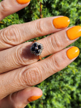 Cargar imagen en el visor de la galería, 2030: Vintage; 18ct Gold French Blue Sapphires 24 natural Diamonds Geometric Set Cocktail Ring- From 1974
