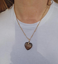 Load image into Gallery viewer, 0981 : Vintage large  heart cut cognac quartz pendant and chain- statement piece
