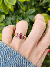Load image into Gallery viewer, 1296: Vintage: 9ct Gold 7 Rubies Geometric Set Ring- Fabulous
