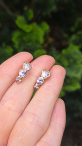 2448- Vintage 9ct Gold pear Cut Pink & Blue Topaz Stud Earrings