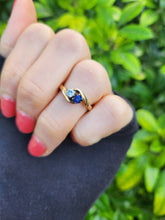 Load image into Gallery viewer, Vintage: 9ct Gold Sapphire Diamond (0.18ct)&quot;Duo Toi et Moi&quot; Ring- Date Mark 1993
