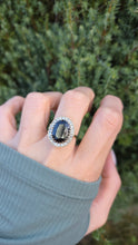 Load image into Gallery viewer, Vintage: 9ct Gold Australian Blue Sapphire 24 Natural Diamonds Diana Cluster Ring
