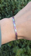 Load image into Gallery viewer, 2221 Vintage: 18ct White Gold Princess Cut Rubies Link Bracelet (18.5cm)
